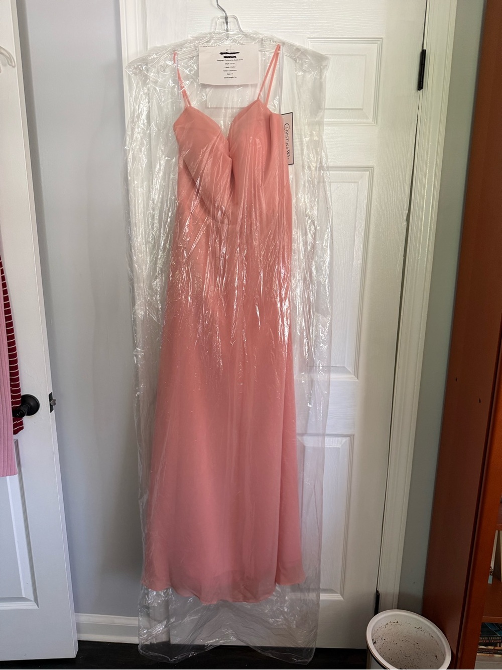 Christina Wu Blush Pink Spaghetti Strap Dress